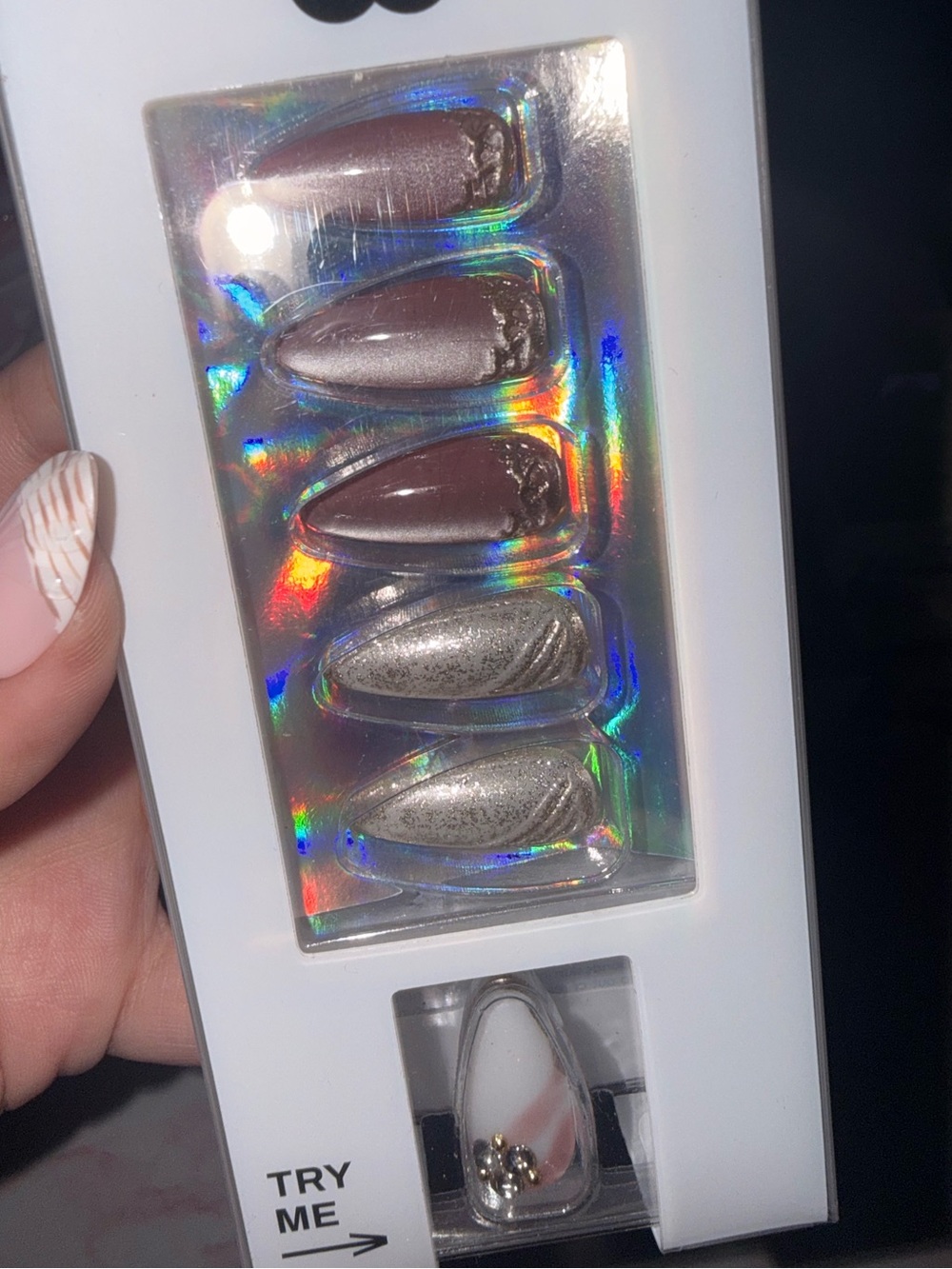 Never Have I Ever Reflective Metallic & Silver Press-On Nail Set